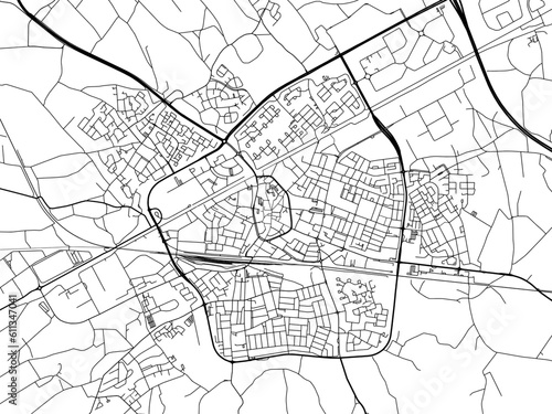 Vector road map of the city of  Weert in the Netherlands on a white background.