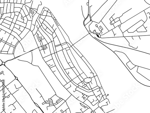 Vector road map of the city of  Kampen Centrum in the Netherlands on a white background.