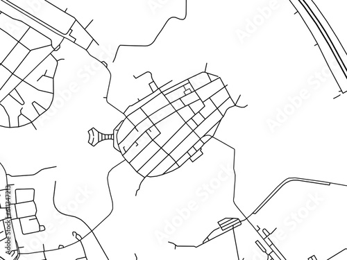 Vector road map of the city of  Naarden in the Netherlands on a white background.