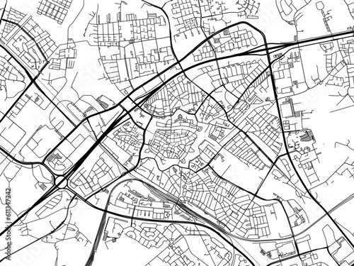 Vector road map of the city of  Zwolle in the Netherlands on a white background.