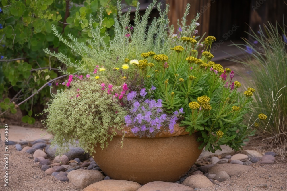 drought-tolerant and native plants in a pot, ready for indoor or outdoor planting, created with generative ai