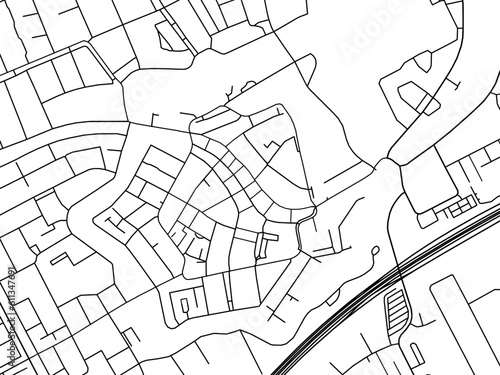 Vector road map of the city of  Woerden Centrum in the Netherlands on a white background.