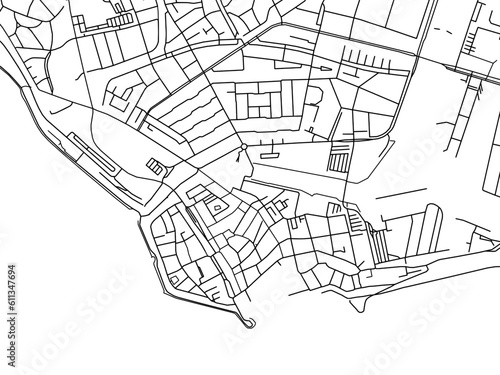 Vector road map of the city of  Vlissingen Centrum in the Netherlands on a white background.