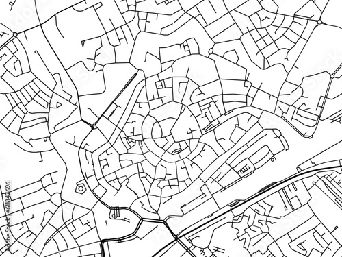 Vector road map of the city of Middelburg Centrum in the Netherlands on a white background.