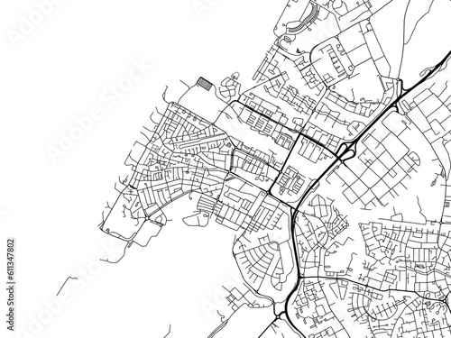 Vector road map of the city of  Katwijk in the Netherlands on a white background.