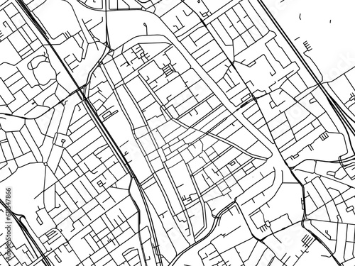 Vector road map of the city of  Delft Centrum in the Netherlands on a white background.