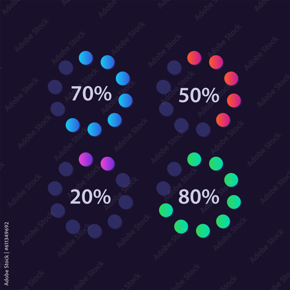Vetor do Stock: Radial gradient progress infographic chart design ...
