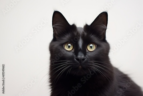 black cat portrait on white background © Pedro