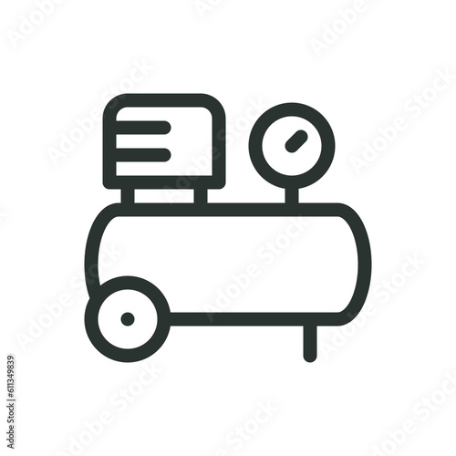 Air compressor isolated icon, portable horizontal electric air compressor vector icon with editable stroke