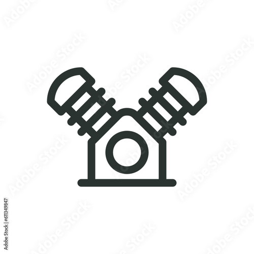Air compressor pump isolated icon, 2 cylinder air compressor pump motor head vector icon with editable stroke