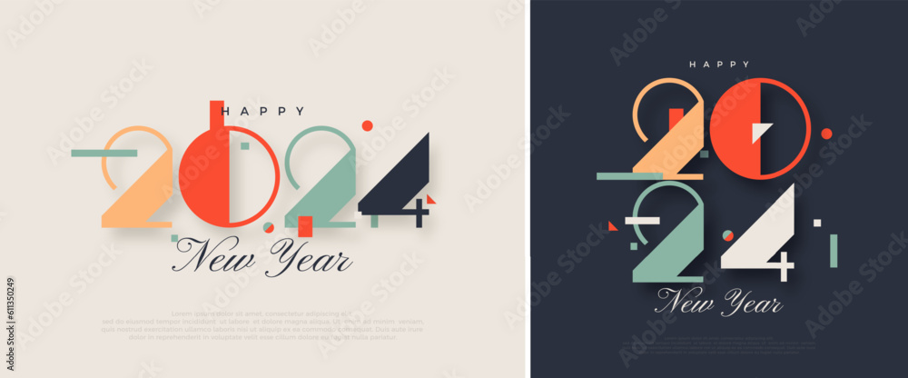 New Year Eve 2024 Colorful Design. 2024 celebration. Vector Premium Background for Banners, Posters or Calendar.