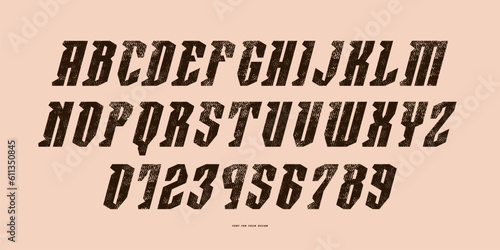 Decorative italic serif font in military style