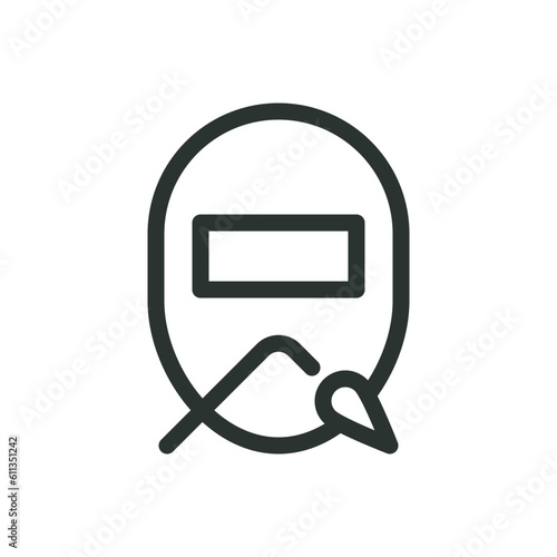 Welding isolated icon, welder linear symbol, welding mask and torch vector icon with editable stroke
