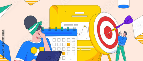 Business People Flat Vector Concept Operation Hand Drawn Illustration
