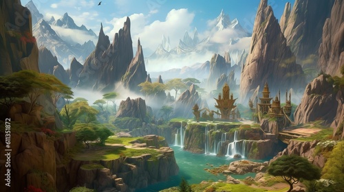 Enchanting HD Depictions of Fantasy Worlds: Immerse Yourself in the Magic and Imagination, lake in the mountains, wallpaper, Generative AI © Ameer