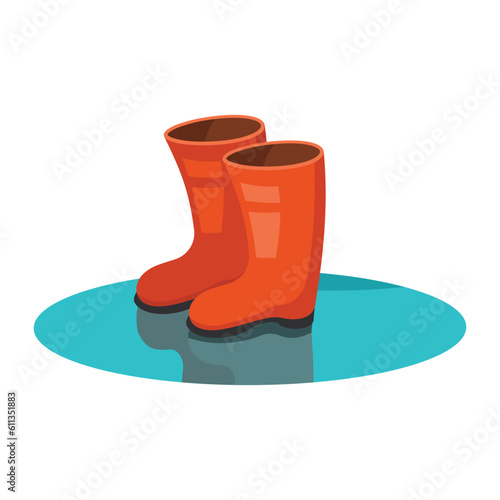 Rubber boots. Isolated on white background. Vector illustration.