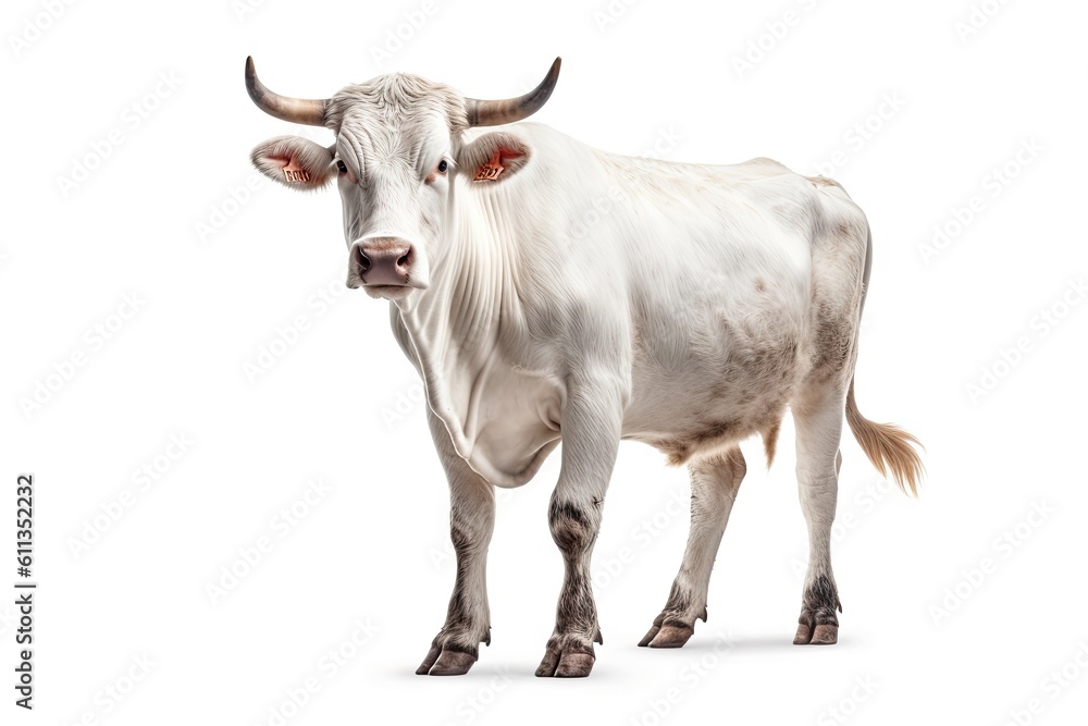 Standing Cow on an Isolated White Background