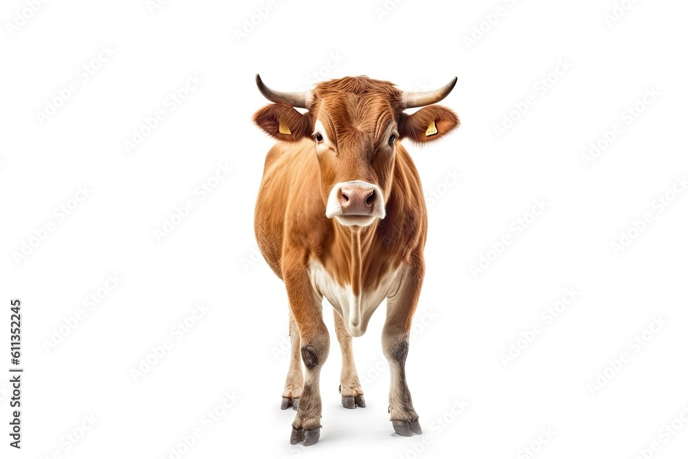 Standing Cow on an Isolated White Background