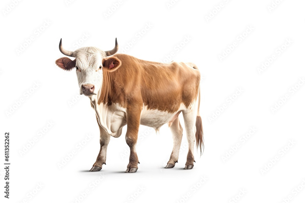 Standing Cow on an Isolated White Background