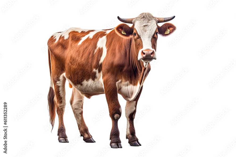 Standing Cow on an Isolated White Background