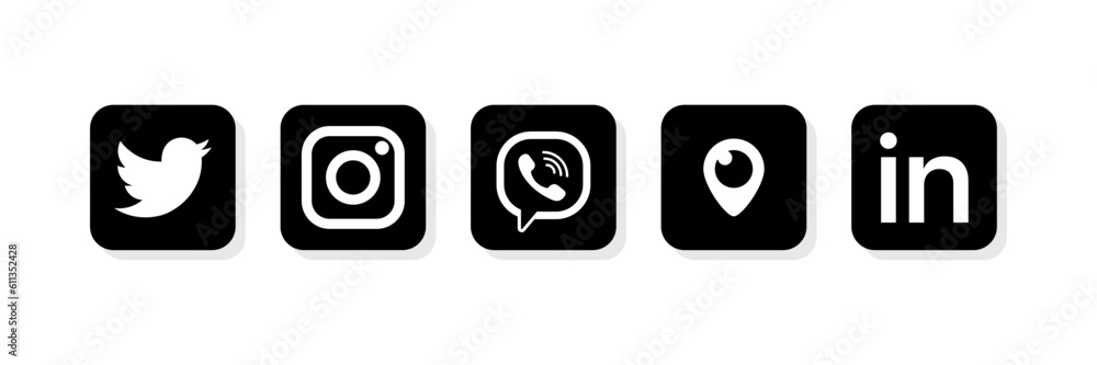 Collection of logos of popular social networks - Twitter; Instagram
