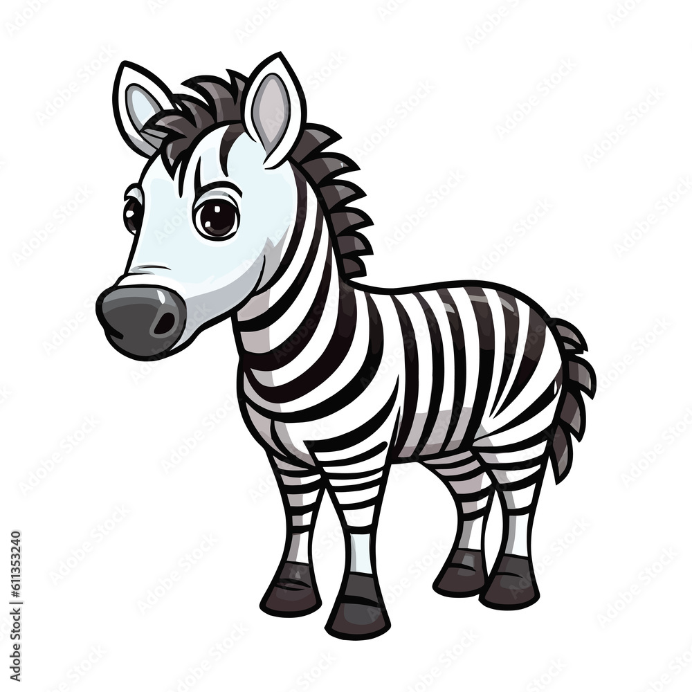 Obraz premium Quirky Zebra: Playful 2D Illustration of a Charming Trotting Beauty
