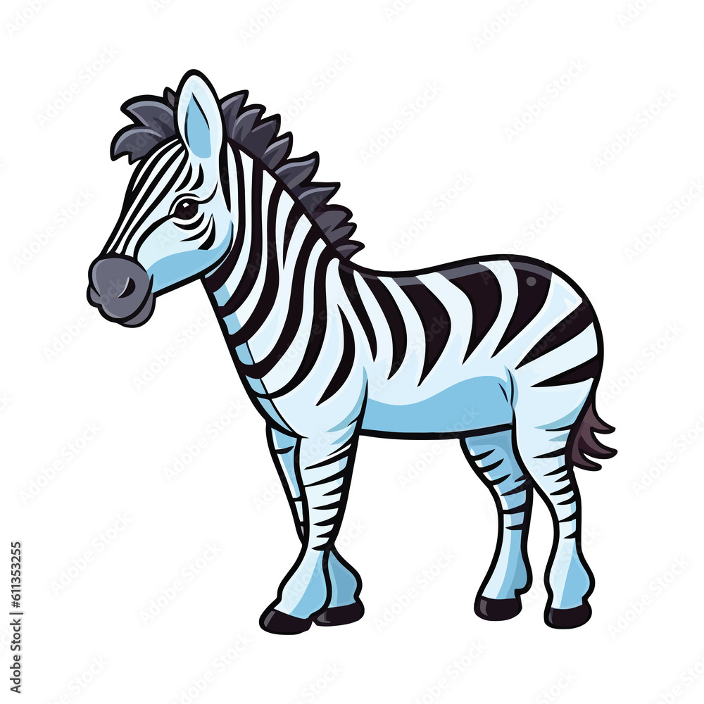 Obraz premium Quirky Zebra: Playful 2D Illustration of a Charming Trotting Beauty