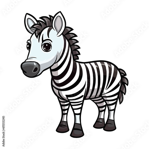 Quirky Zebra  Playful 2D Illustration of a Charming Trotting Beauty