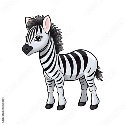 Quirky Zebra  Playful 2D Illustration of a Charming Trotting Beauty