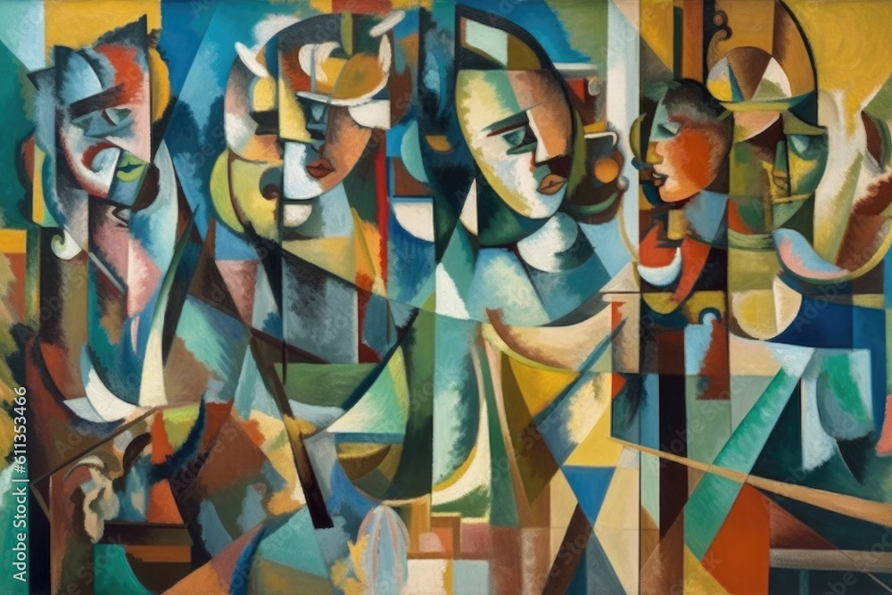 cubist painting, with multiple perspectives and angles on the subject, created with generative ai