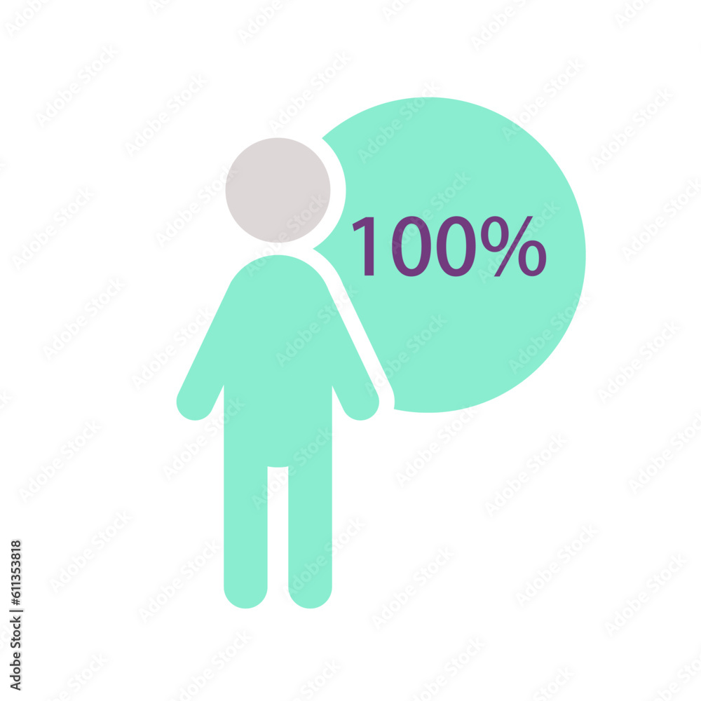 Man majority infographic chart design template. One hundred percentage. Entire group. Occupation research. Editable filled human figure. Visual data presentation. Myriad Pro-Bold, Regular fonts used Man majority infographic chart design template. One hundred percentage. Entire group. Occupation research. Editable filled human figure. Visual data presentation. Myriad Pro-Bold, Regular fonts used