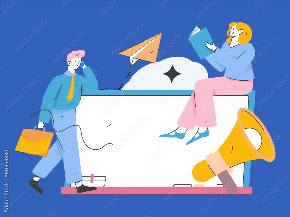 Obraz premium Business People Flat Vector Concept Operation Hand Drawn Illustration 