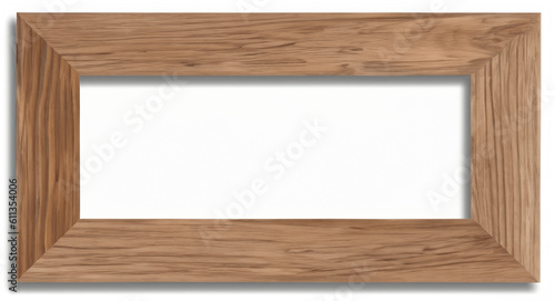 Empty photo frame from wood isolated on white background with clipping path