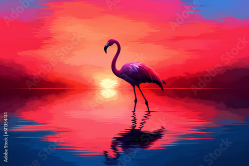 Flamingo Images  Discover the Grace and Beauty of Pink Flamingos in Nature  Explore the Fascinating World of Flamingos in the Wild and at the Zoo. Admire the Vibrant Colors  Long Necks  Generative Ai