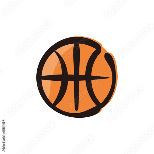 Basketball - Sports icon/illustration (Hand-drawn line, colored version)