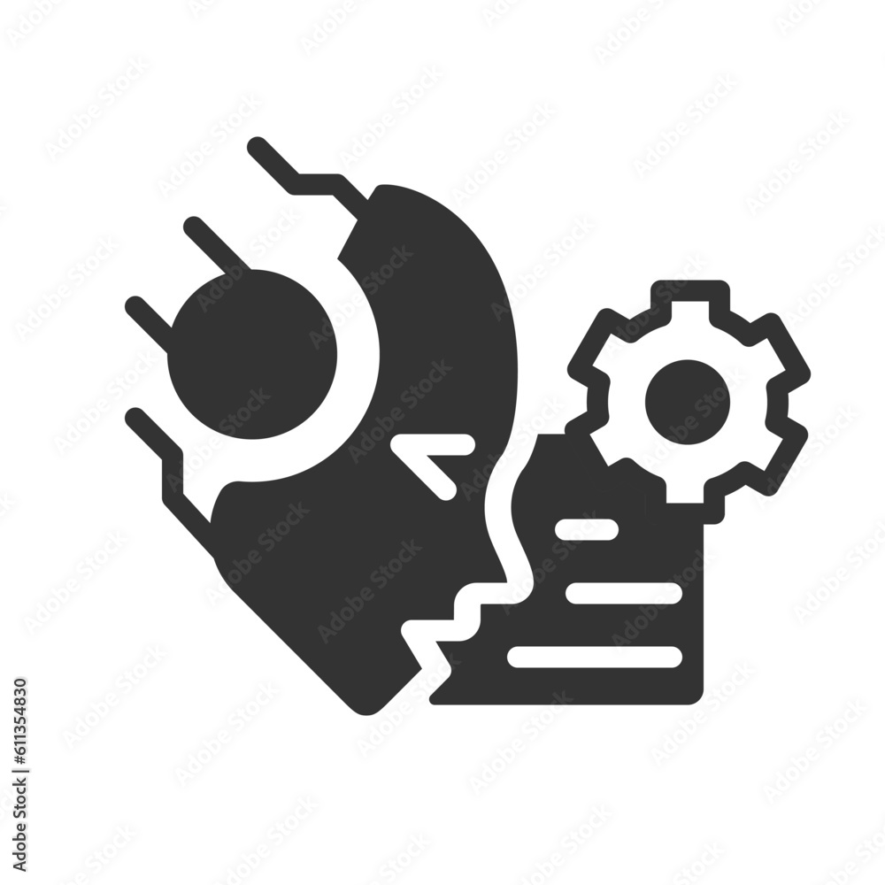 AI reads and summarize black linear glyph icon. Artificial intelligence. Machine learning. Automatic text summary. Negative space silhouette symbol. Solid pictogram. Vector isolated illustration AI reads and summarize black linear glyph icon. Artificial intelligence. Machine learning. Automatic text summary. Negative space silhouette symbol. Solid pictogram. Vector isolated illustration