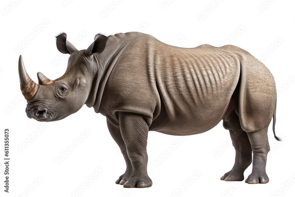 African black rhinoceros isolated on white. African black rhinoceros isolated on white.