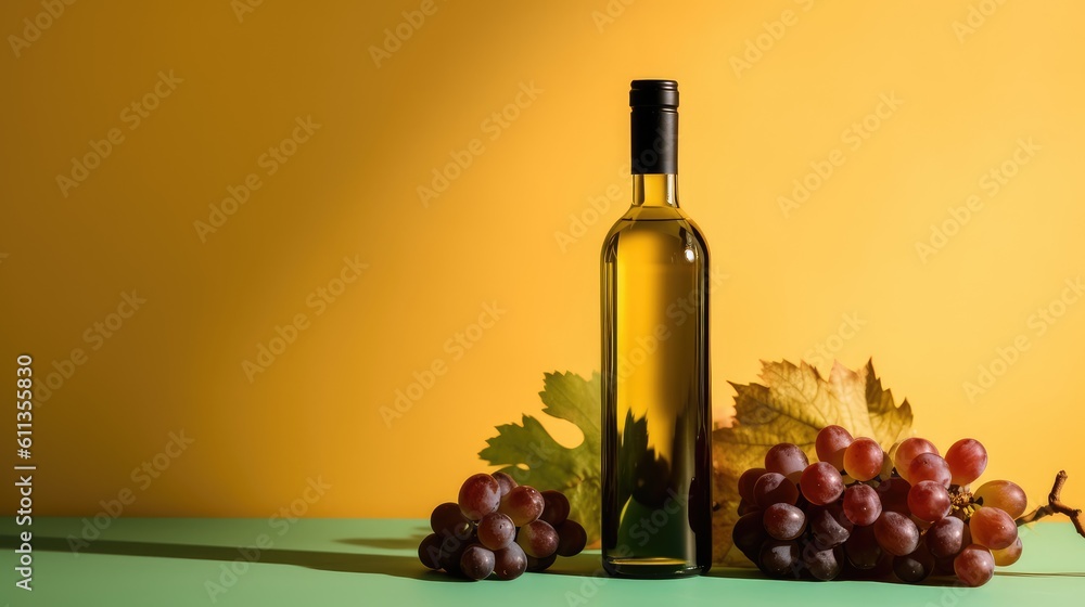 Obraz premium Bottle of wine with grapes near-by