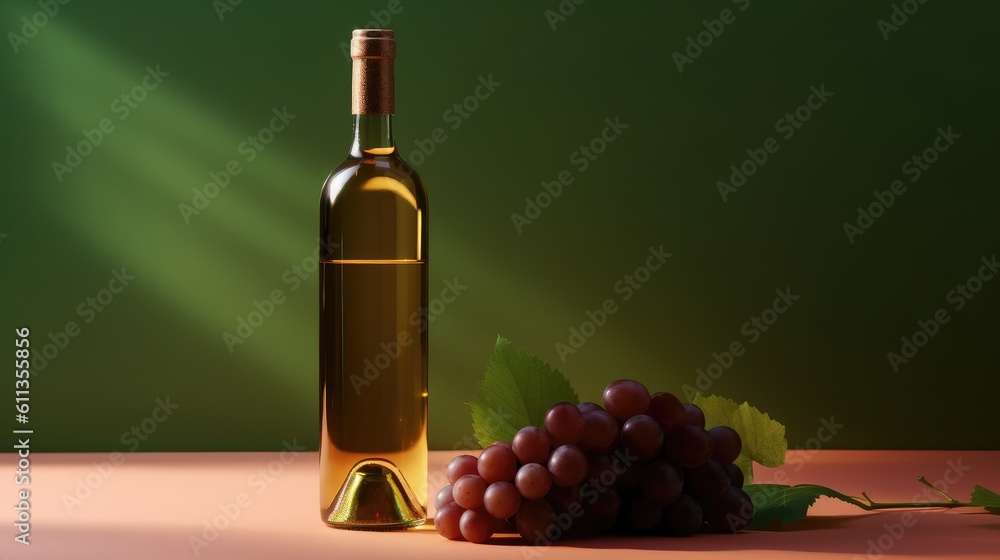 Obraz premium Bottle of wine with grapes near-by