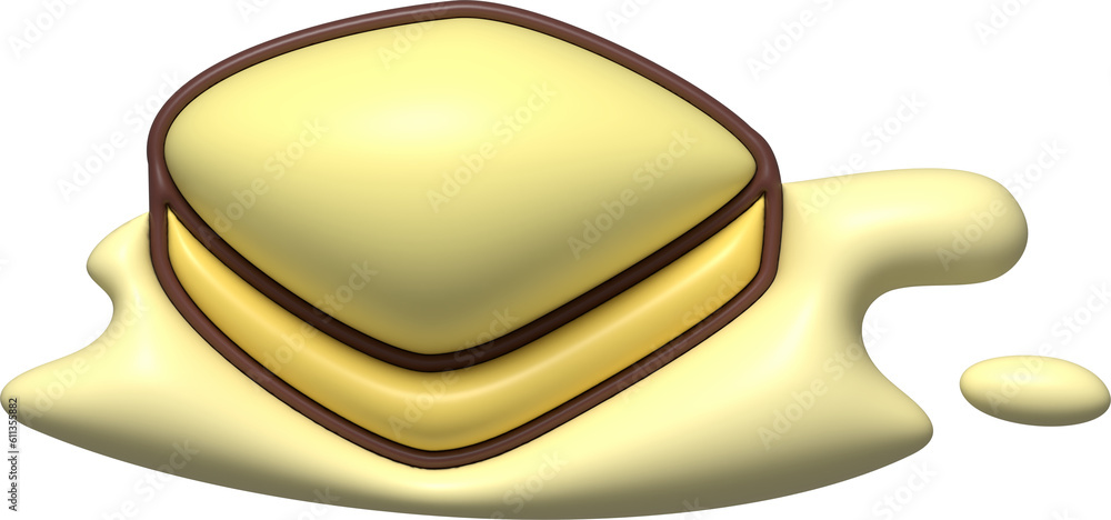 whole butter and melted on a white background. Clip art element cartoon style. whole butter and melted on a white background. Clip art element cartoon style.