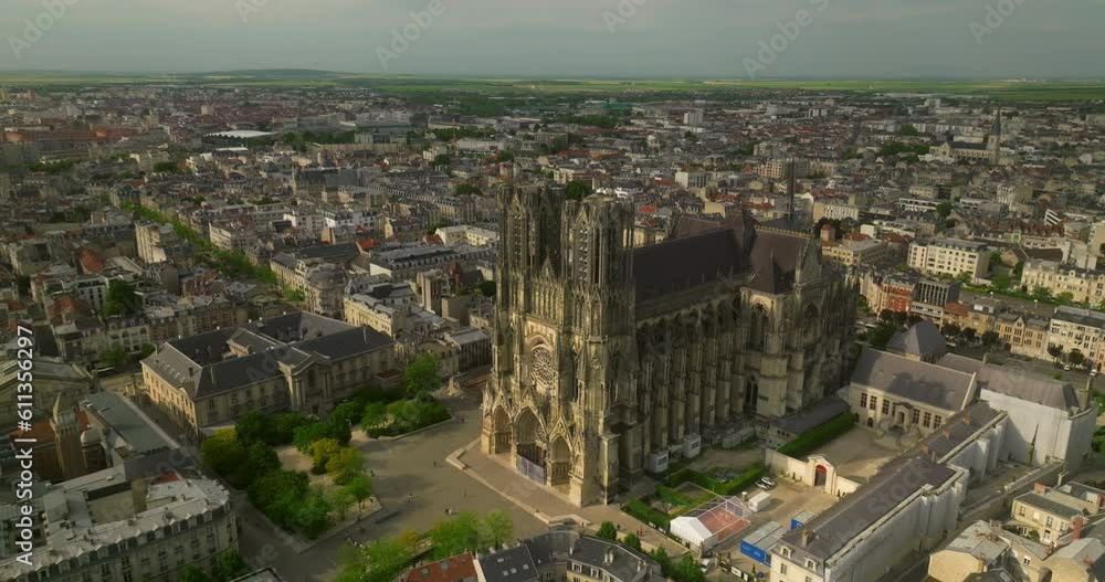 Establishing Shot Of Cathedral Cathedrale Notre Dame De Reims In establishing-shot-of-cathedral-cathedrale-notre-dame-de-reims-in