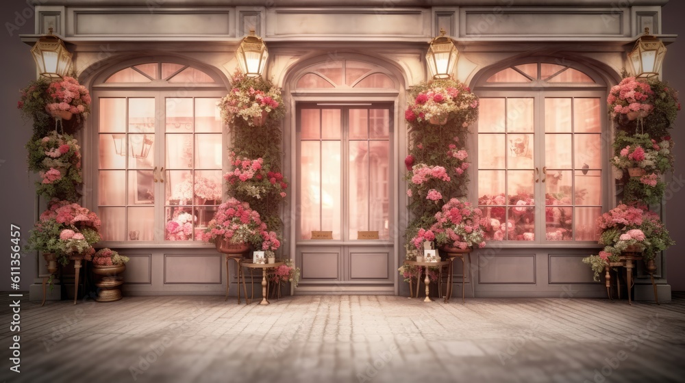 Romantic Front Store Wall Backdrop Romantic Front Store Wall Backdrop