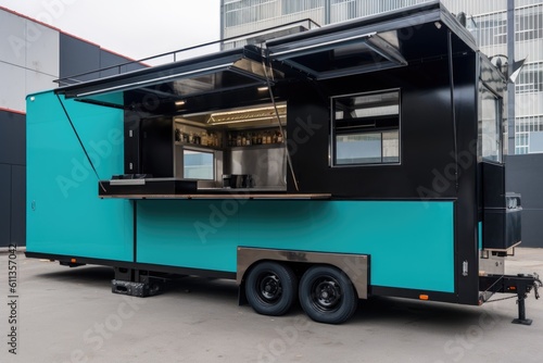 modern food truck, with sleek design and innovative menu, created with generative ai