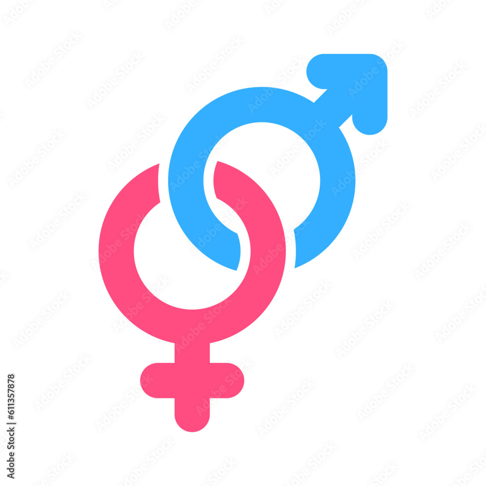 Male female gender outline icon in blue and pink colors. Male female gender outline icon in blue and pink colors.