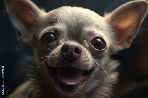 portrait of dog, tongue close up chihuahua generated by ai