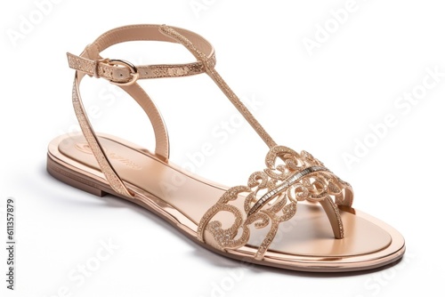 sandal with intricate strap design and jeweled accents, created with generative ai