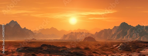 Serenity of the sands. Stunning desert landscape bathed in the glow of sunset in the warmth of summer © Thares2020