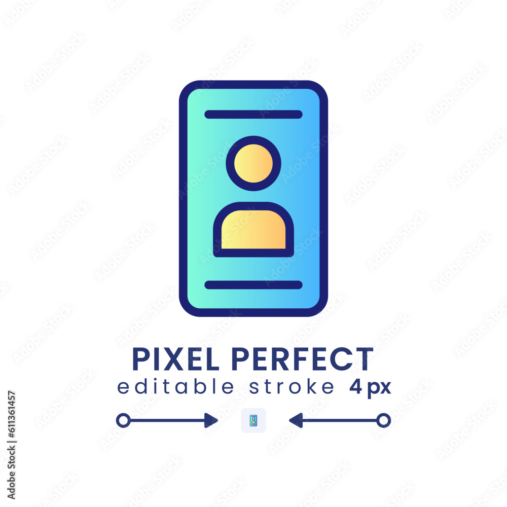 Personal profile gradient fill desktop icon. Mobile authentication. Identity verification. Pixel perfect 128x128, outline 4px. Modern colorful linear symbol. Vector isolated editable RGB element Personal profile gradient fill desktop icon. Mobile authentication. Identity verification. Pixel perfect 128x128, outline 4px. Modern colorful linear symbol. Vector isolated editable RGB element