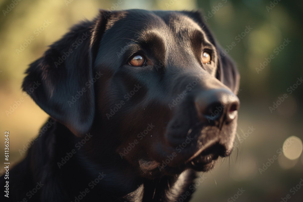 labrador retriever, sunny day, portrait dog, tongue close up, generated ai