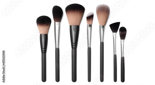Obraz Professional makeup brushes set isolated on transparent background. Generative AI